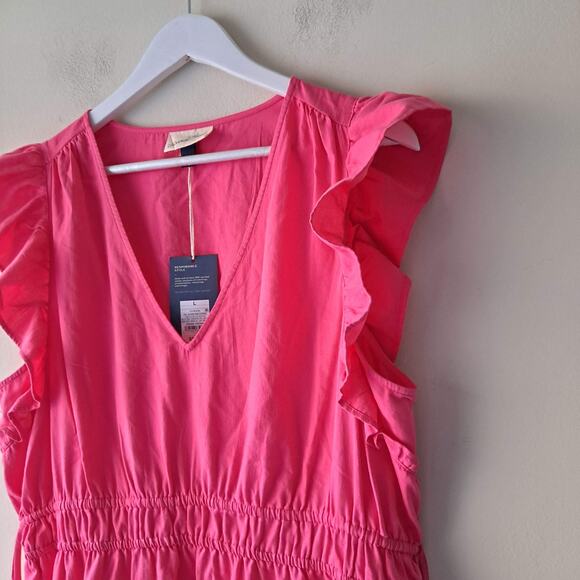 NWT Universal Thread Dress Flutter Short Sleeve Mini Cotton Pink Womens Large - Picture 6 of 13